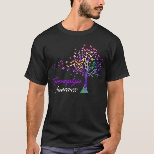 リボンツリー線維筋痛認識度Tシャツ Tシャツ (正面)