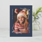 リボンデザインのシンプルなネイビー写真ホリデーカード シーズンカード (スタンド正面)