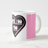 リボンデザインピンク ジャンボコーヒーマグカップ (正面右)