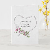 リボンハートとアイビーブーケカード カード (黄色い花)