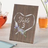 リボンハートと花On Barn Wood 台座サイン (インサイチュ)