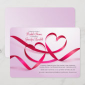 リボンハートのブライダルシャワー招待状 招待状 (正面/裏面)