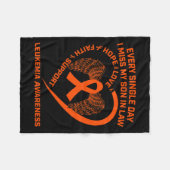 リボンハート白血病認識度Lにおける息子の記憶 フリースブランケット (正面(横))