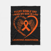 リボンハート白血病認識度Lにおける息子の記憶 フリースブランケット (正面)