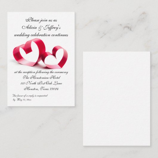 リボンハート結婚披露宴用エンクロージャ エンクロージャーカード (正面/裏面)