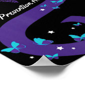 リボンハート蝶の自殺認識度メンタル彼 ポスター (角)