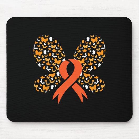 リボンバタフライ白血病認識度生存者ギフト マウスパッド (正面)