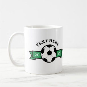 リボンバナー付きサッカーボール コーヒーマグカップ