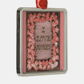 リボンバラ葉とサテンフレームスクエアオーナメント メタルオーナメント (右)