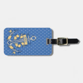 リボンパーソナライズされたいかり ラゲッジタグ (正面横)