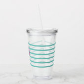 リボンパープルアイスクリームストライプのモノグラム アクリルタンブラー (左)