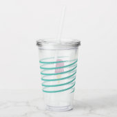 リボンパープルアイスクリームストライプのモノグラム アクリルタンブラー (裏面)