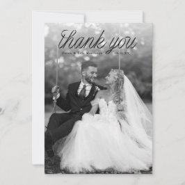 リボンブラックスクリプトトップ ミニマリスト結婚式 写真 サンキューカード