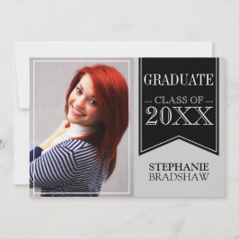 リボンブラックスクールカラー写真卒業 招待状