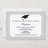 リボンブラックスクールカラー写真卒業 招待状 (裏面)