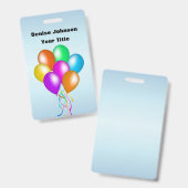 リボンブルーカラフルに一致するバルーンのクラスタ バッジ (表裏)