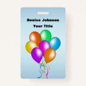 リボンブルーカラフルに一致するバルーンのクラスタ バッジ (正面)