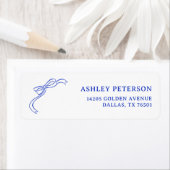 リボンブルーフランスのヴィンテージウェディング差出人住所 ラベル (インサイチュ)