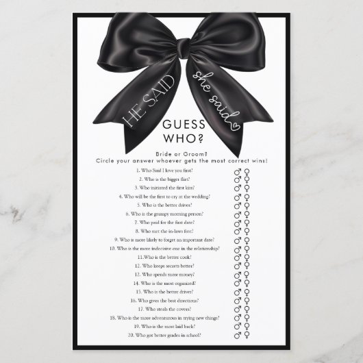 リボンボウブライダルシャワーゲーム (正面)