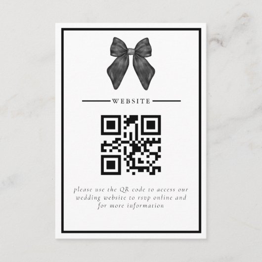 リボンボークラシカルブラック&ホワイト結婚ズ エンクロージャーカード (正面)