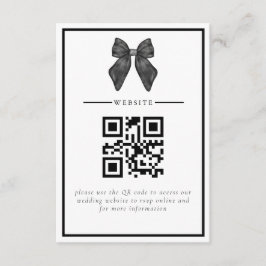 リボンボークラシカルブラック&ホワイト結婚ズ エンクロージャーカード