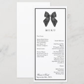 リボンボークラシカルブラック&ホワイト結婚ズ メニュー (正面/裏面)