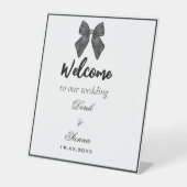 リボンボークラシカルブラック&ホワイト結婚ズ 台座サイン (正面)