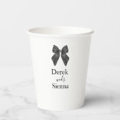 リボンボークラシカルブラック&ホワイト結婚ズ 紙コップ (裏面)