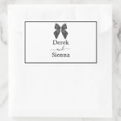 リボンボークラシカルブラック&ホワイト結婚ズ 長方形シール (バッグ)