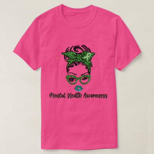 リボンメッシーブンメンタルヘルス認識度月5月 Tシャツ (デザイン正面)