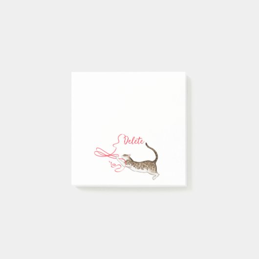 リボンメッセージ投稿メモ付きCat ポストイット (正面)