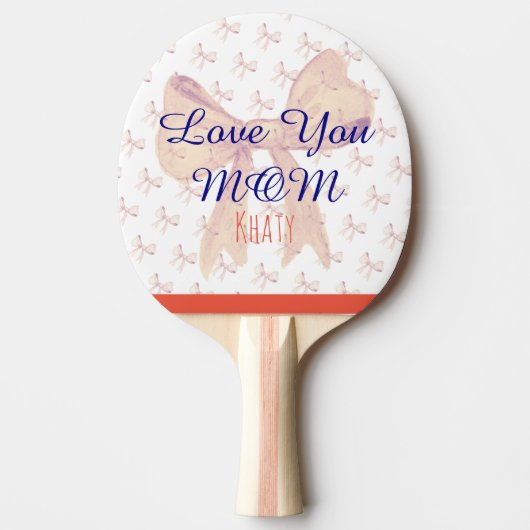 リボンラブユーママタイポグラフィエレガントマザーズ 卓球ラケット (正面)
