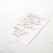 リボンレタリング押された日付を保存 箔招待状 (回転した状態)