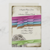 リボンヴィンテージレースの選択招待状 招待状 (正面/裏面)