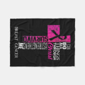 リボン乳がん生存者クリスチャン・クロス フリースブランケット (正面(横))