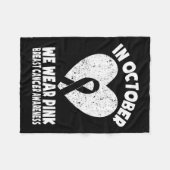 リボン乳がん認識度10月We衣服 フリースブランケット (正面(横))