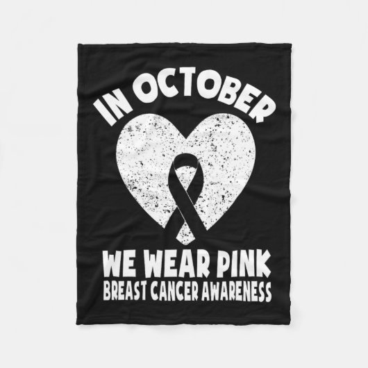 リボン乳がん認識度10月We衣服 フリースブランケット (正面)