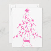 リボン乳癌のクリスマスツリー シーズンポストカード (正面/裏面)