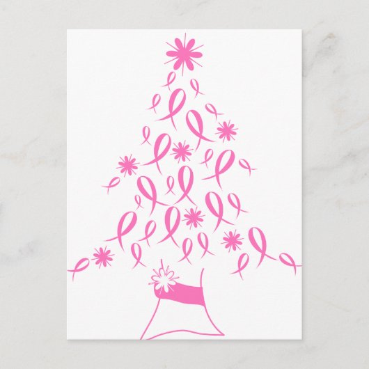 リボン乳癌のクリスマスツリー シーズンポストカード (正面)