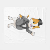 リボン付きのグルーミング猫 フリースブランケット (正面(横))