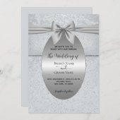 リボン付きのシルバーヴィンテージ結婚式招待状 招待状 (正面/裏面)
