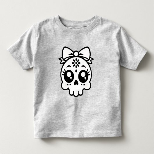 リボン付きのドクロ トドラーTシャツ (正面)