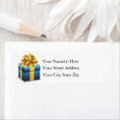 リボン付きのブルークリスマス金ゴールド ラベル (インサイチュ)