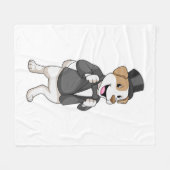 リボン付きの新郎として犬 フリースブランケット (正面(横))