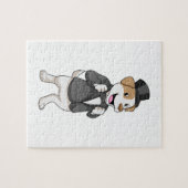 リボン付きの犬の花婿 ジグソーパズル (横)
