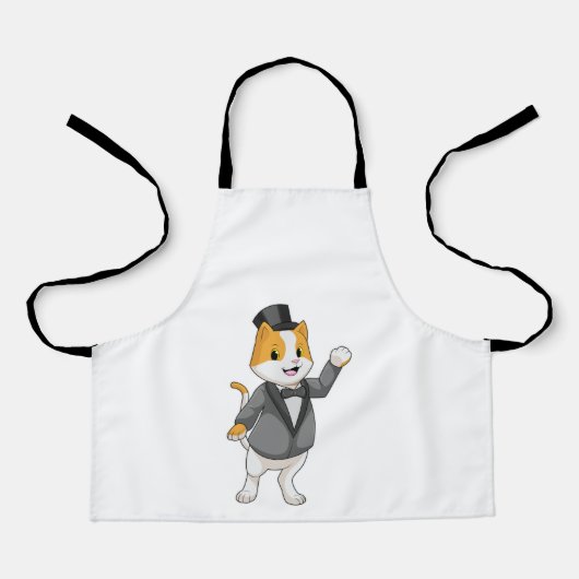 リボン付きの猫のグルーミング エプロン (正面)