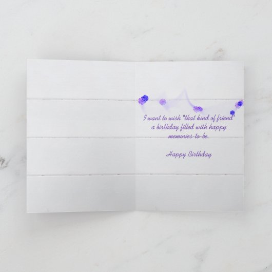 リボン付きの白い文房具の友人の誕生日 カード (内部)