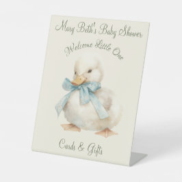 リボン付きアヒル赤ちゃんシャワーカード&ギフト 台座サイン
