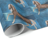 リボン付きウマオンブルーSMプリントすべての行事 ラッピングペーパー (ロールコーナー)