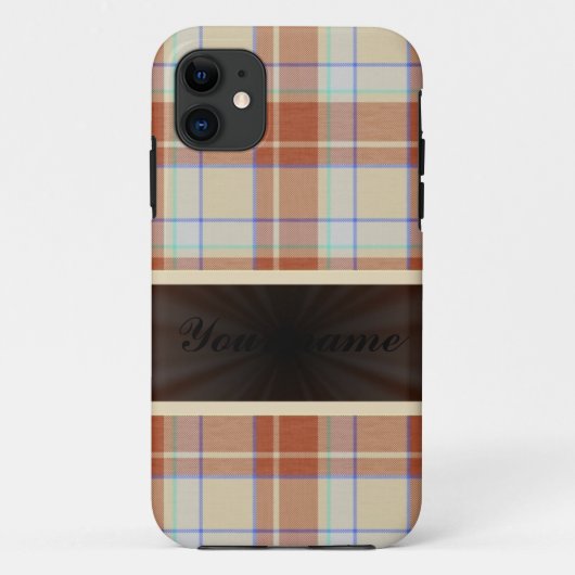 リボン付きオレンジブラウンタータンチェック Case-Mate iPhoneケース (裏面)